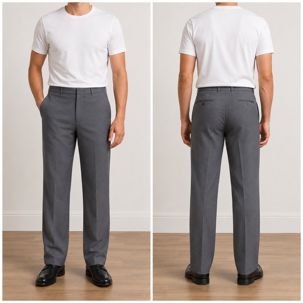 Farah Vintage 90s Mens Gray Polyester Dress Slacks Pants Size 34x31 Office